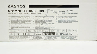 Avanos FTM6.5S-EO NeoMed FeedingTube w/Connector 6.5.0Fr. x 23.6inch - Box of 10